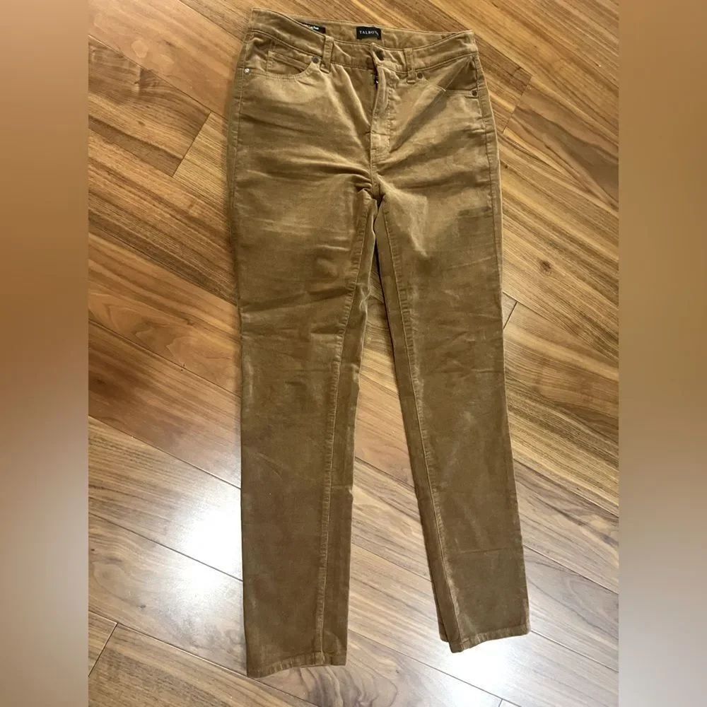 Talbots womens dark tan stretch Corduroy trousers size 4